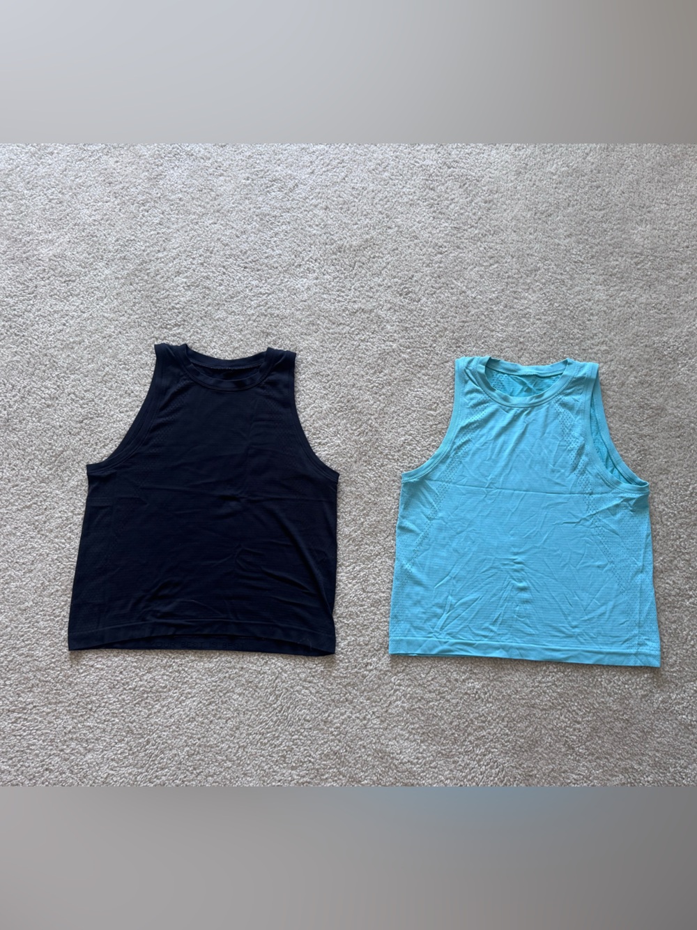 lululemon train to be tanks, black and tidal teal